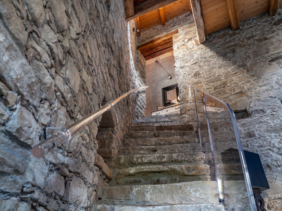 The solid stairway to some of the rooms.