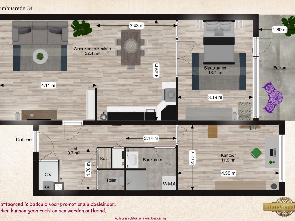 Floorplan 2D Columbusrede 34, Zoetermeer