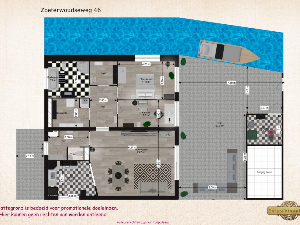 Floorplan 2D Zoeterwoudseweg 46, Leiden.